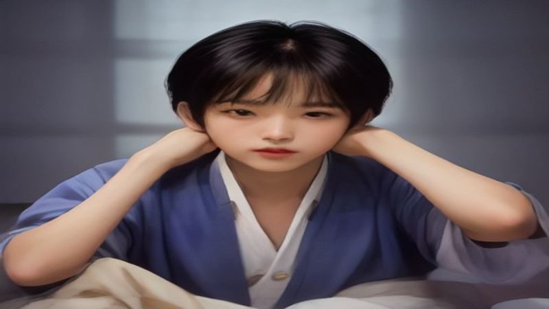 侧面展示简单胸缚绑法，绳子在胸部上下各绕两圈形成平行绳圈，背后打结固定，绳子不压迫胸部敏感区域，自然光线温和